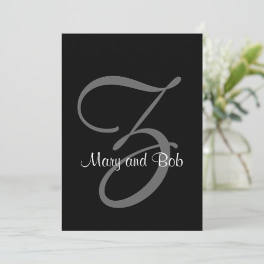 Faire-part de mariage noir et blanc| Z initial (Debout devant)