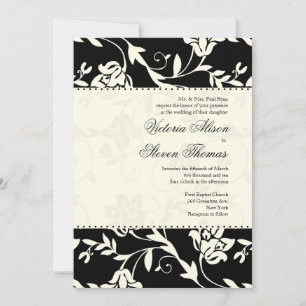 Faire-part de mariage noir et crème