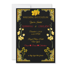 Faire-part de mariage noir et or