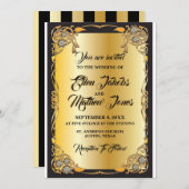 Faire-part de mariage noir et or (Devant / Derrière)