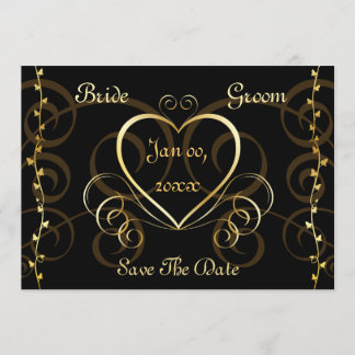 Faire-part de mariage noir et or