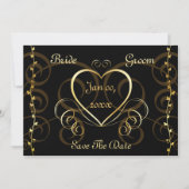 Faire-part de mariage noir et or (Devant)