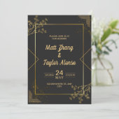 Faire-Part De Mariage Noir Et Or (Debout devant)