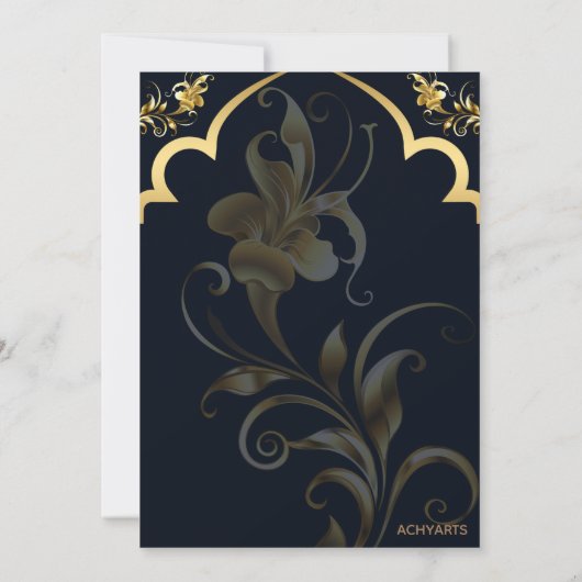 Faire-part de mariage noir et or (Dos)