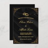 Faire-part de mariage noir et or élégant (Devant / Derrière)
