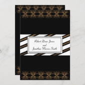 Faire-part de mariage noir et or gris (Devant / Derrière)