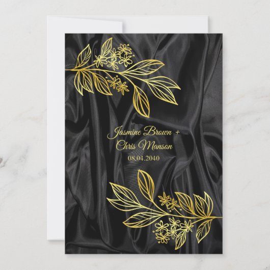 Faire-part de mariage Noir Et Or Moderne (Dos)