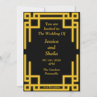 Faire-part de mariage noir et or parfait,