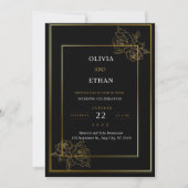 Faire-part de mariage Noir Et Or Premium (Devant)