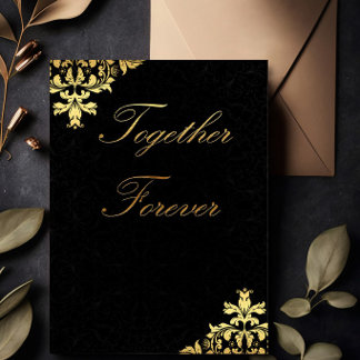 Faire-part de mariage noir et or Together Forever