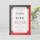 Faire-part de mariage noir et rouge (Debout devant)