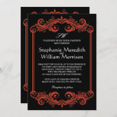 Faire-part de mariage noir et rouge (Devant / Derrière)