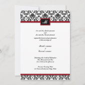 Faire-part de mariage noir et rouge de monogramme (Devant)