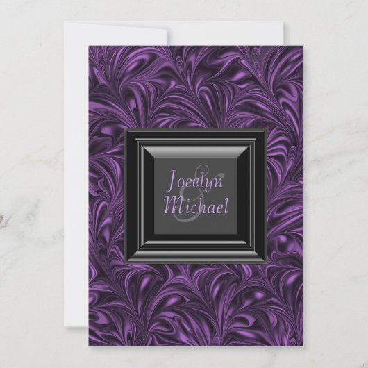 Faire-part de mariage noir et violet (Devant)
