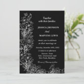 Faire-part de mariage noir Fleur sauvage moderne (Debout devant)