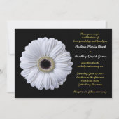 Faire-part de mariage noir Gerbera Daisy blanc (Devant)
