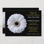 Faire-part de mariage noir Gerbera Daisy blanc (Devant / Derrière)