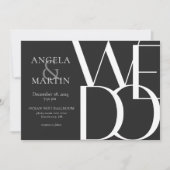 Faire-part de mariage noir gras minimaliste (Devant)