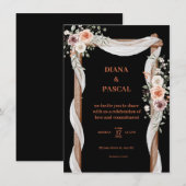 Faire-part de mariage noir, marron et rose (Devant / Derrière)