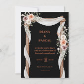 Faire-part de mariage noir, marron et rose (Devant)