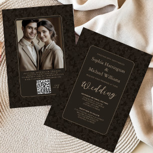 Faire-part de mariage noir marron vintage moderne