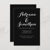 Faire-part de mariage noir minimaliste (Devant / Derrière)