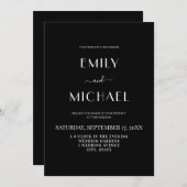 Faire-part de mariage noir minimaliste moderne (Devant / Derrière)