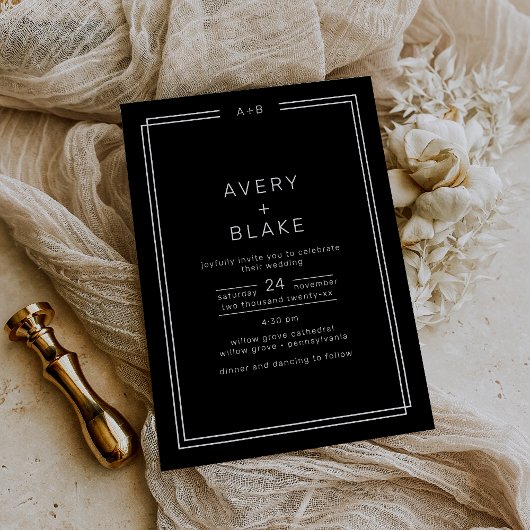 Faire-part de mariage Noir moderne / AVERY Suite