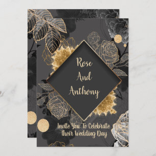 Faire-part de mariage noir/or