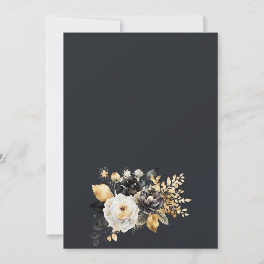 Faire-part de mariage Noir Or (Dos)