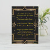 Faire-part de mariage noir&or, grand-Gatsby, scrip (Debout devant)