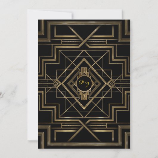 Faire-part de mariage noir&or, grand-Gatsby, scrip (Dos)