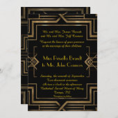 Faire-part de mariage noir&or, grand-Gatsby, scrip (Devant / Derrière)