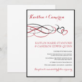 Faire-part de mariage (Noir & Rouge) aimé (Devant / Derrière)
