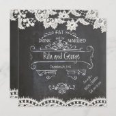 Faire-part de mariage noir rustique de cru de (Devant / Derrière)