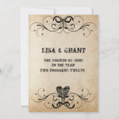 Faire-part de mariage noir rustique minable de (Dos)