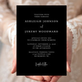 Faire-part de mariage noir simple et élégant