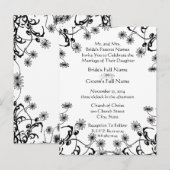 Faire-part de mariage Noir Sur Fleurs Sauvages Bla (Devant / Derrière)