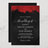 faire-part de mariage noire et rouge (Devant / Derrière)