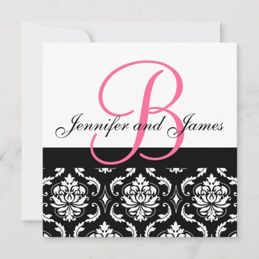 faire-part de mariage Noms Monogramme Hot rose Dam (Devant)