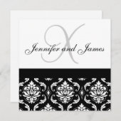faire-part de mariage Noms Monogramme Noir Damas (Devant / Derrière)