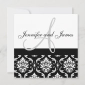 faire-part de mariage Noms Monogramme Noir Damas
