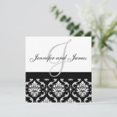 Faire-part de mariage Noms Monogramme Noir Damas (Debout devant)