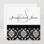 faire-part de mariage Noms Monogramme Noir Damas (Devant / Derrière)