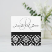 faire-part de mariage Noms Monogramme Noir Damas (Debout devant)
