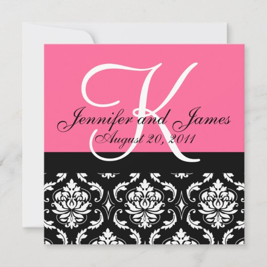 faire-part de mariage Noms Monogrammes Date Pink D (Devant)