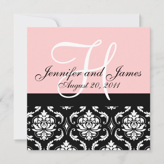 faire-part de mariage Noms Monogrammes Date Pink D (Devant)