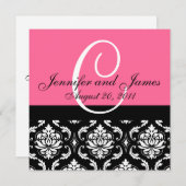 faire-part de mariage Noms Monogrammes Date Pink D (Devant / Derrière)