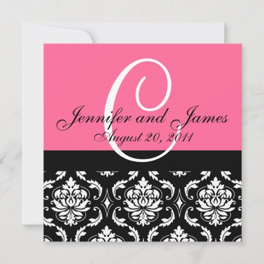 faire-part de mariage Noms Monogrammes Date Pink D (Devant)