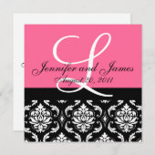 faire-part de mariage Noms Monogrammes Date Pink D (Devant / Derrière)